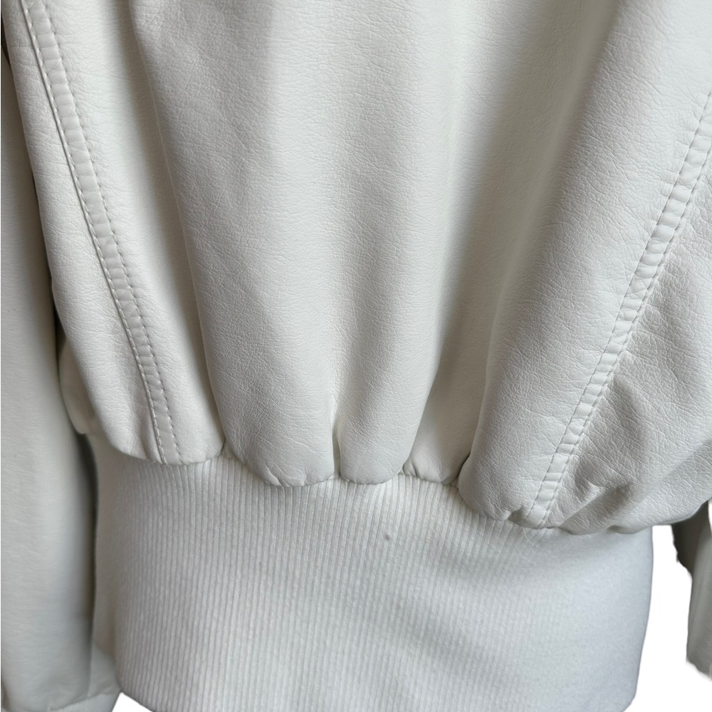 Louis Paris White Faux Leather Zip Up Bomber Jacket Size 2X - Picture 6 of 17